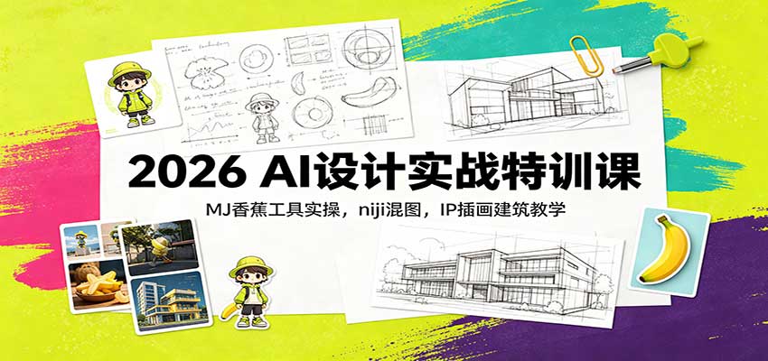 2026 AI设计实战特训课：MJ香蕉工具实操，niji混图，IP插画建筑教学-程拾网络
