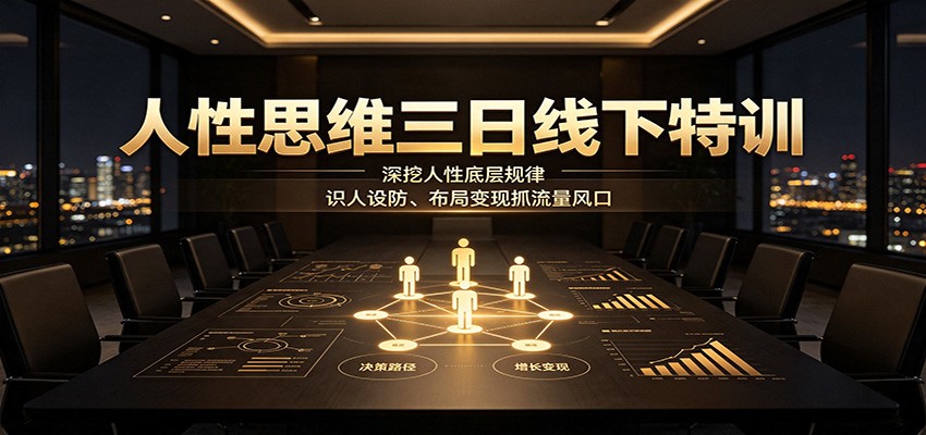 人性思维三日线下特训：深挖人性底层规律，识人设防、布局变现抓流量风口-程拾网络