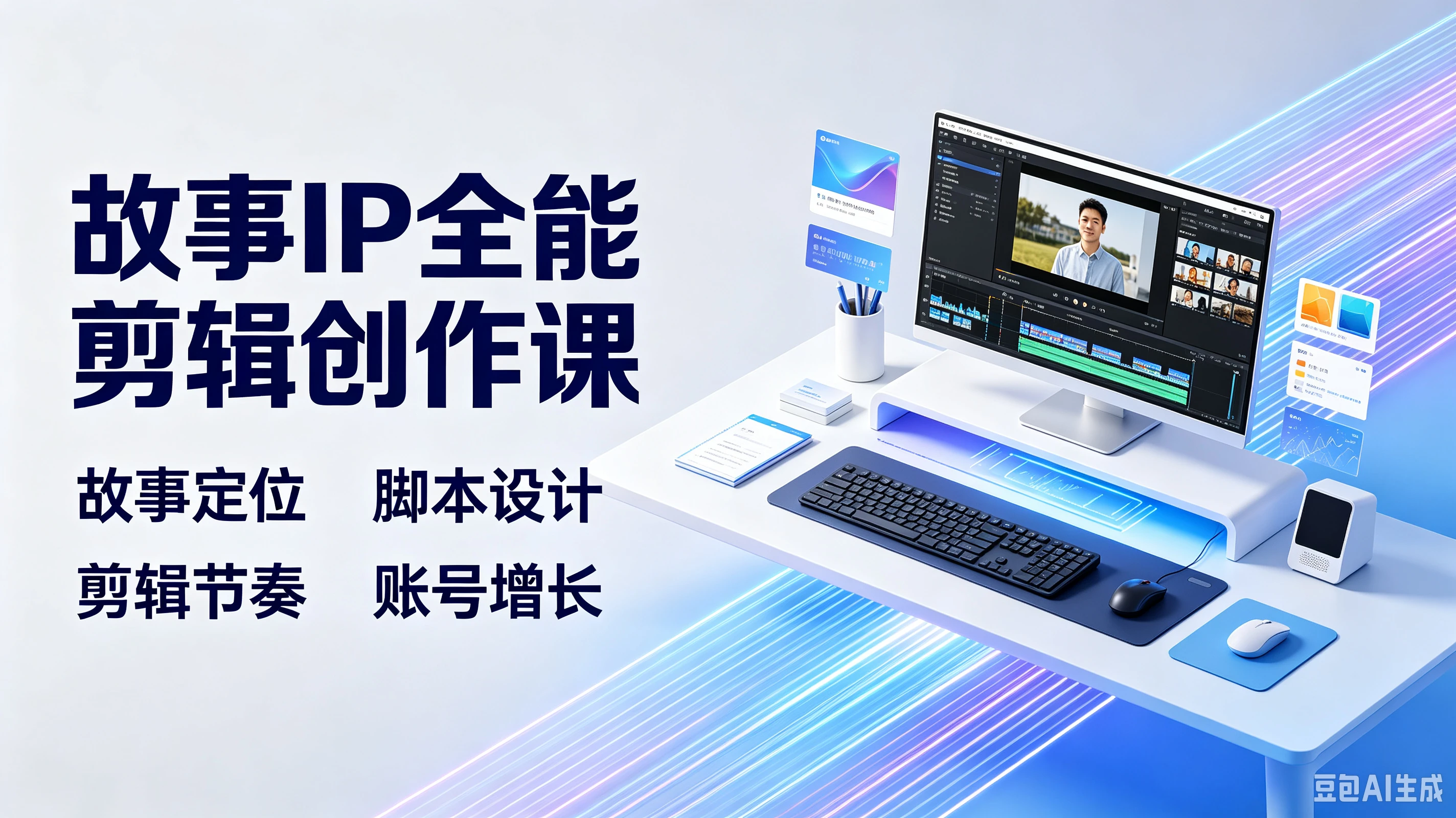 【精】故事IP全能剪辑创作课，故事定位、脚本设计、剪辑节奏、账号增长-程拾网络