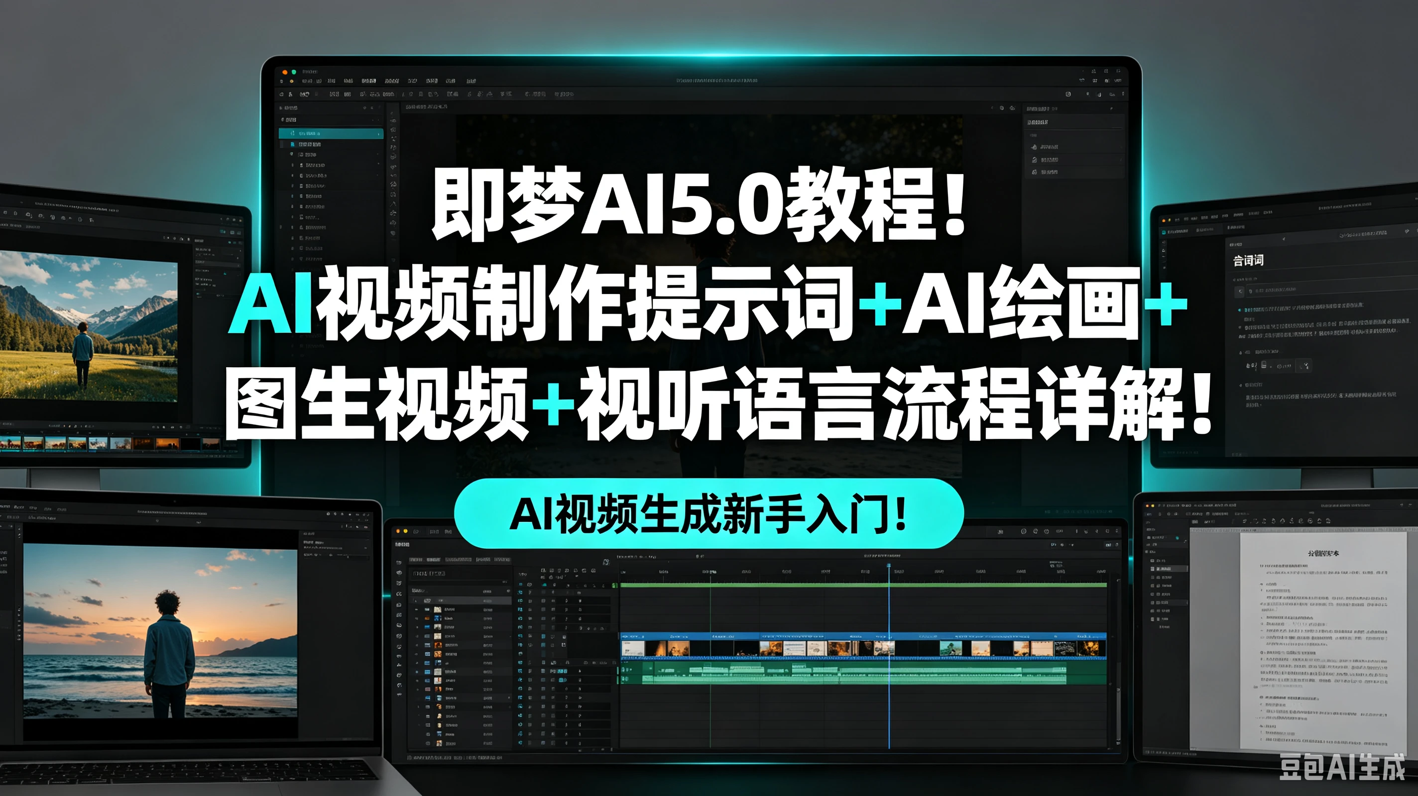 【精】即梦AI5.0教程!AI视频制作提示词+AI绘画+图生视频+视听语言流程详解! AI视频生成新手入门!-程拾网络