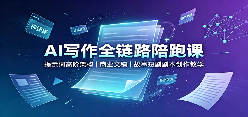 AI写作全链路陪跑课：提示词高阶架构，商业文稿，故事短剧剧本创作教学-程拾网络