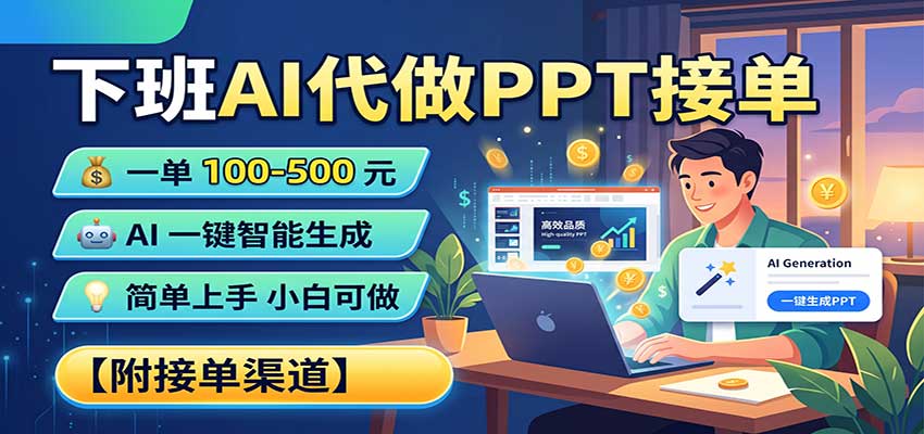 下班AI代做PPT接单,一单100-500,AI一键生成,小白也能做,附接单渠道-程拾网络