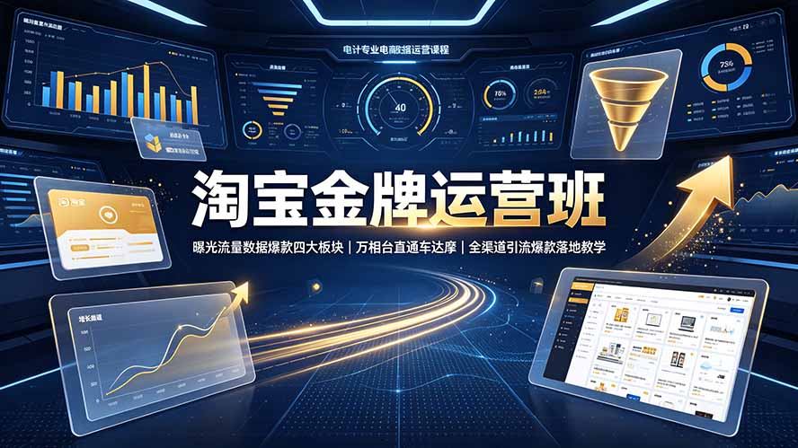淘宝金牌运营班-7月：曝光流量数据爆款四大板块｜万相台直通车达摩｜全渠道引流爆款落地教学-程拾网络