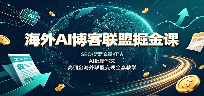 海外AI博客联盟掘金课:SEO搜索流量打法,AI批量写文,高佣金海外联盟变现全套教学-程拾网络