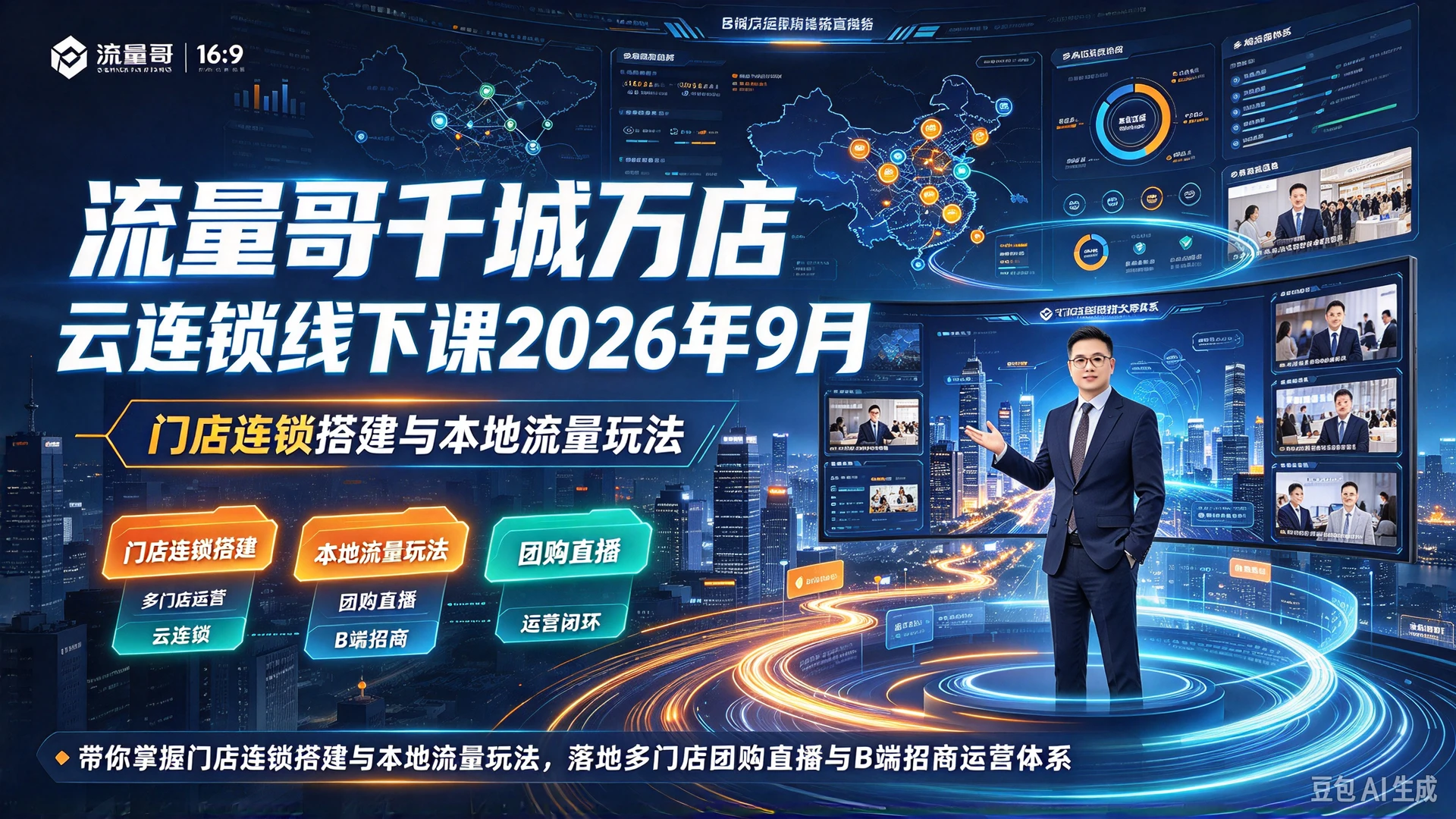 【精】流量哥千城万店云连锁线下课2026年9月,带你掌握门店连锁搭建与本地流量玩法,落地多门店团购直播与B端招商运营体系-程拾网络