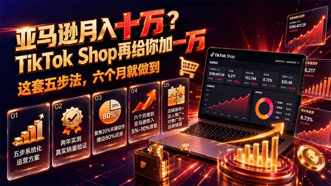 亚马逊月入十万？TikTok Shop再给你加一万——这套五步法，六个月就做到【原创双语字幕】-程拾网络