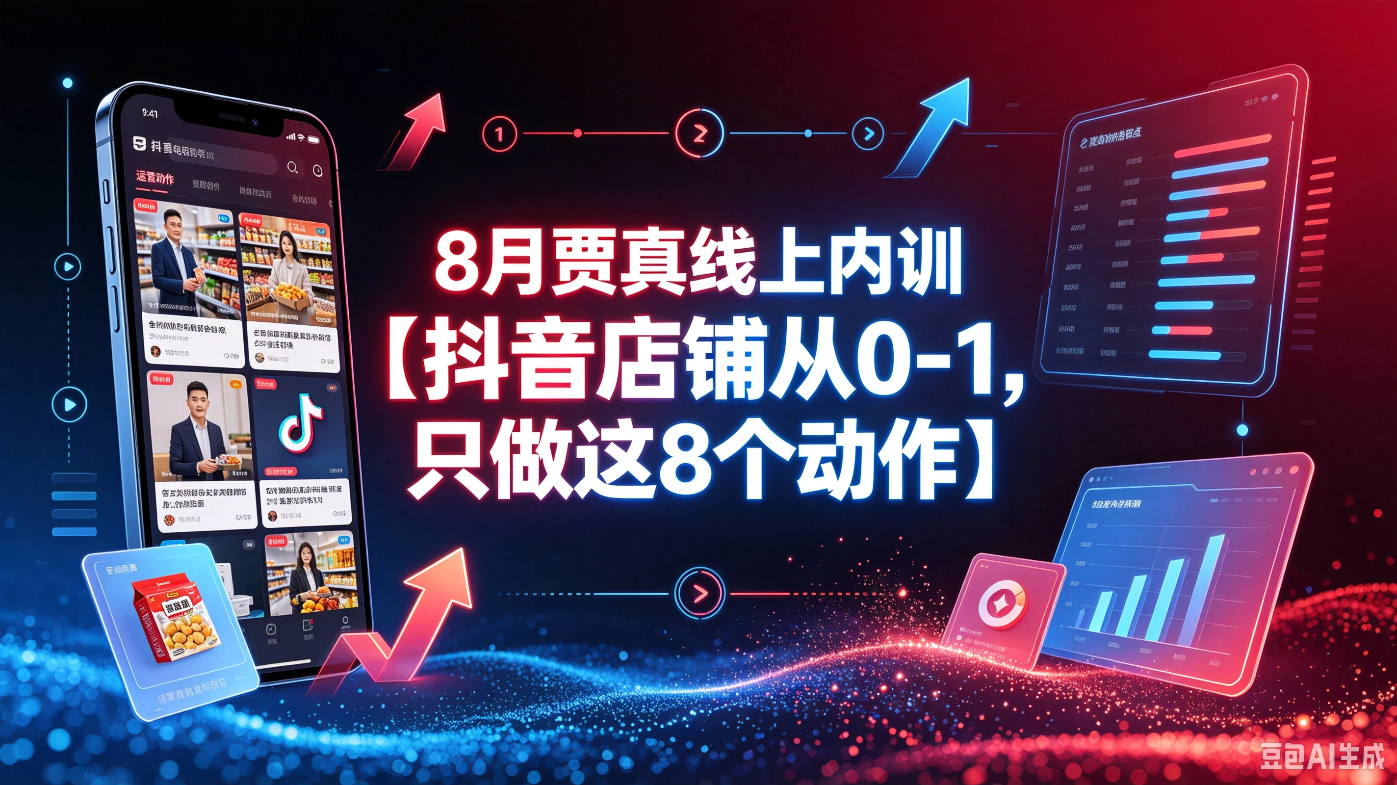 【精】抖音店铺8月内训实战课：店铺从0-1冷启动，八大核心动作高效起店教学-程拾网络