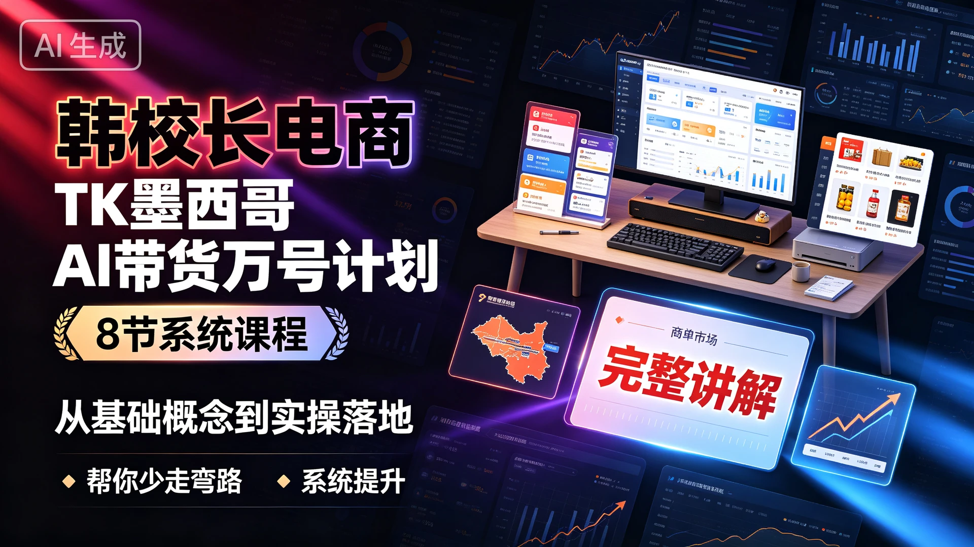 韩校长电商·TK墨西哥 AI带货万号计划，8 节系统课程，从基础概念到实操落地完整讲解，帮你少走弯路系统提升-程拾网络