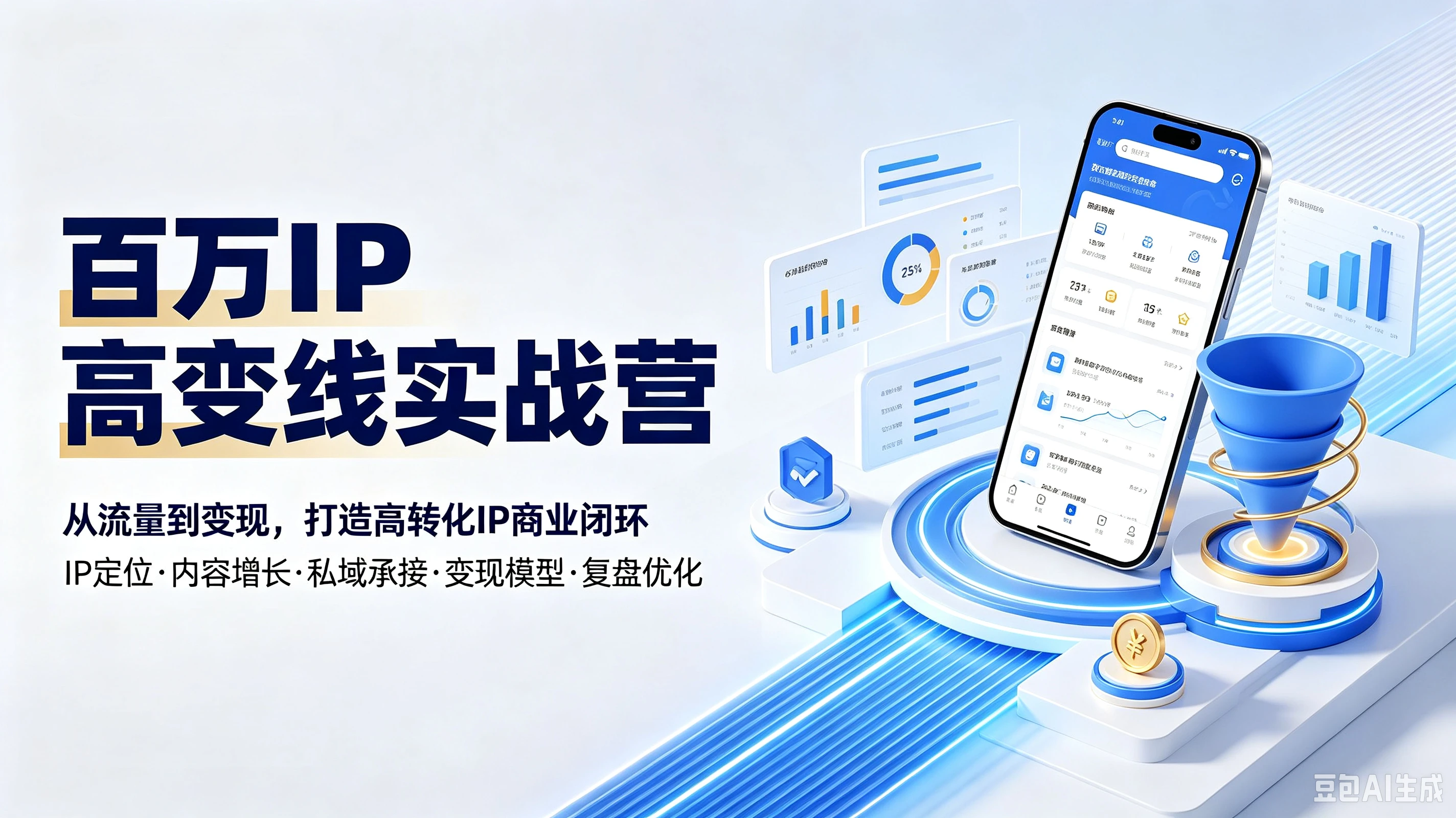 【精】百万IP高变线实战营从流量到变现，打造高转化IP商业闭环IP定位·内容增长·私域承接·变现模型·复盘优化-程拾网络