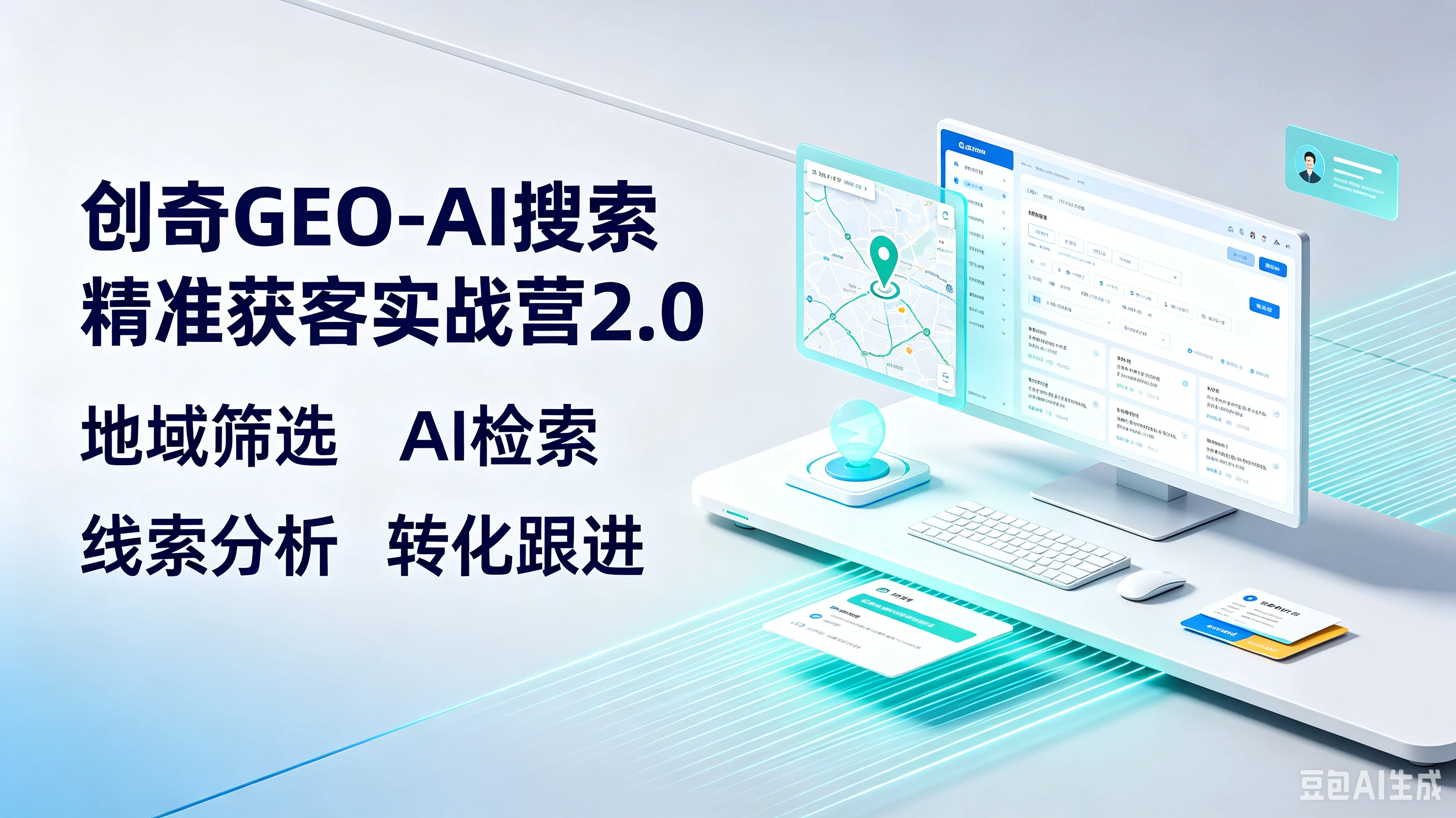 【精】创奇GEO-AI搜索精准获客实战营2.0,地域筛选、AI检索、线索分析、转化跟进-程拾网络