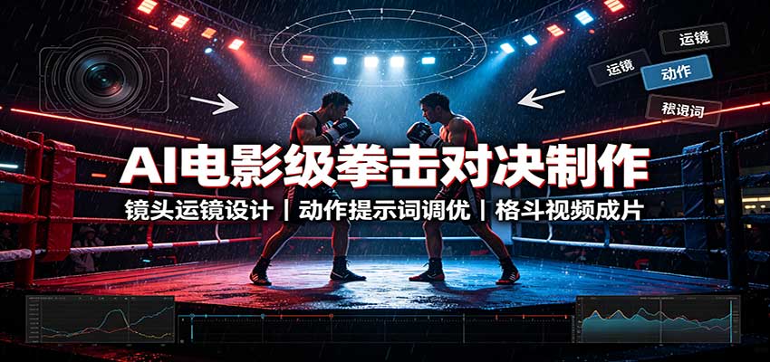 AI电影级拳击对决制作:镜头运镜设计,动作提示词调优,格斗视频成片-程拾网络