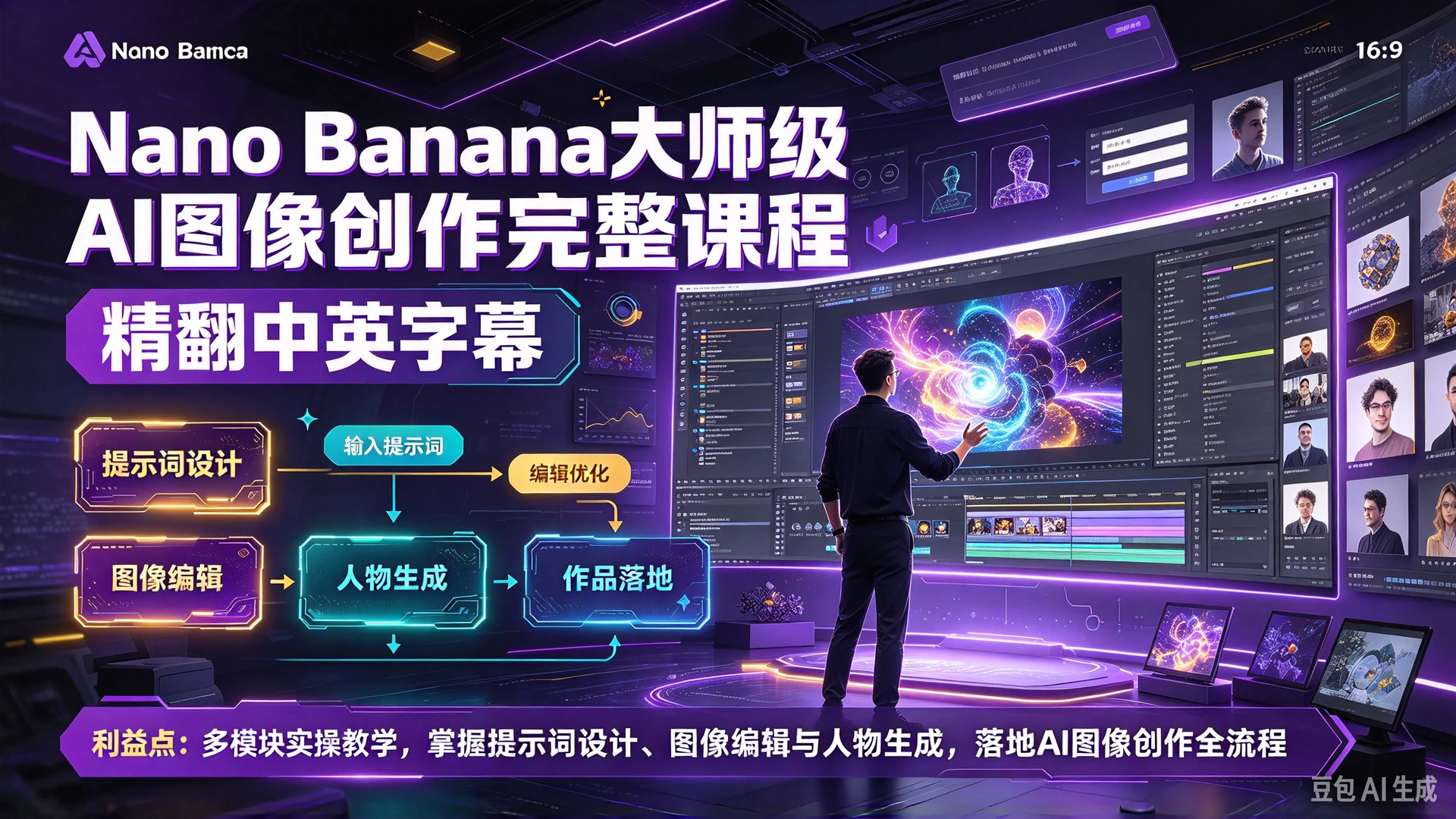 Nano Banana大师级AI图像创作完整课程（精翻中英字幕），多模块实操教学，掌握提示词设计、图像编辑与人物生成，落地AI图像创作全流程-程拾网络