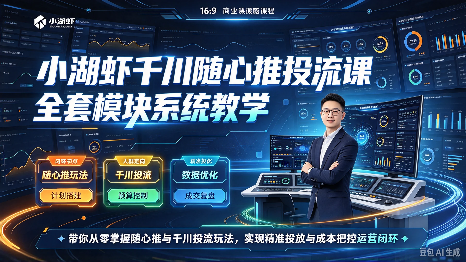 【精】小湖虾千川随心推投流课，全套模块系统教学，带你从零掌握随心推与千川投流玩法，实现精准投放与成本把控运营闭环-程拾网络