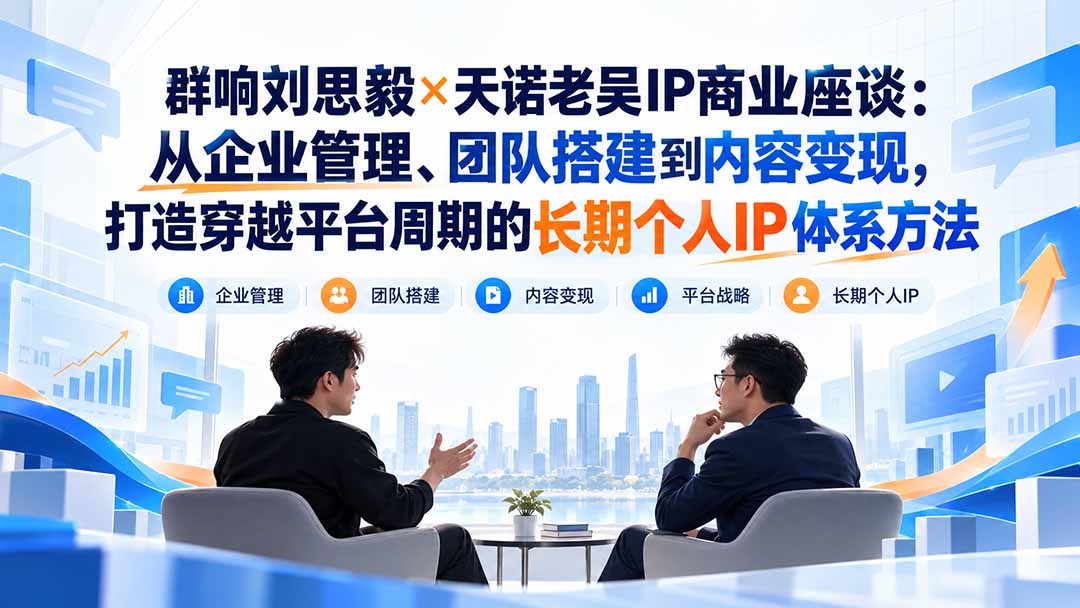 群响刘思毅×天诺老吴IP商业座谈:从企业管理、团队搭建到内容变现,打造穿越平台周期的长期个人IP体系方法-程拾网络