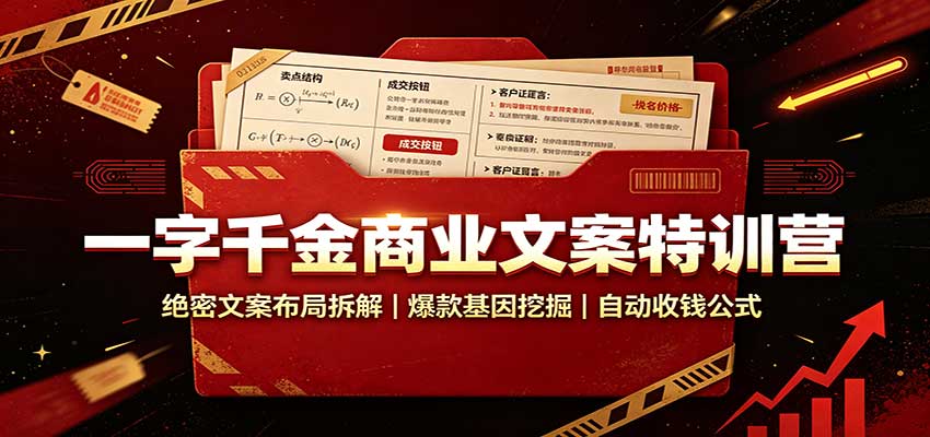 一字千金商业文案特训营：绝密文案布局拆解，爆款基因挖掘，自动收钱公式-程拾网络