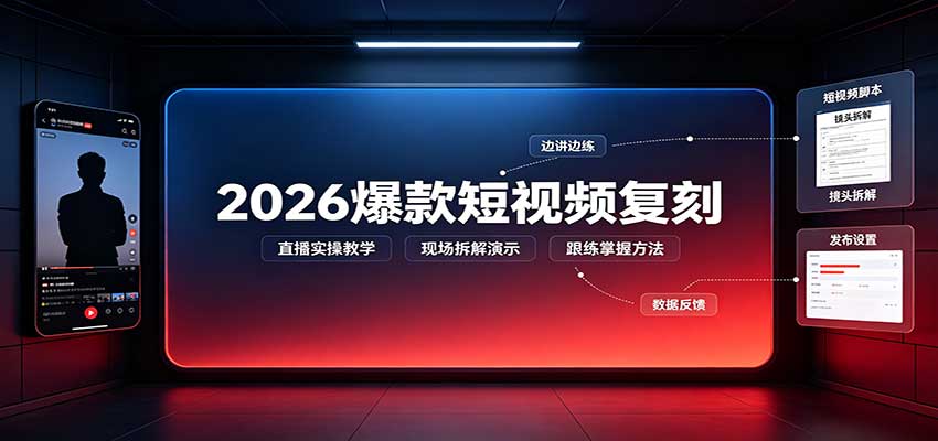 2026爆款短视频复刻：直播实操教学，配套文字文档掌握全流程-程拾网络
