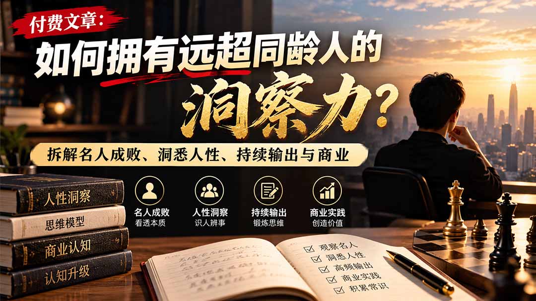 付费文章：如何拥有远超同龄人的洞察力？拆解名人成败、洞悉人性、持续输出与商业实践-程拾网络