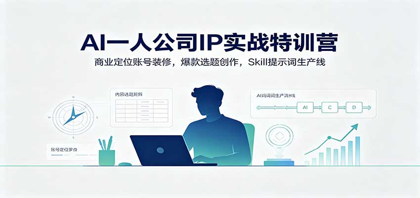AI一人公司IP实战特训营：商业定位账号装修，爆款选题创作，Skill提示词生产线-程拾网络