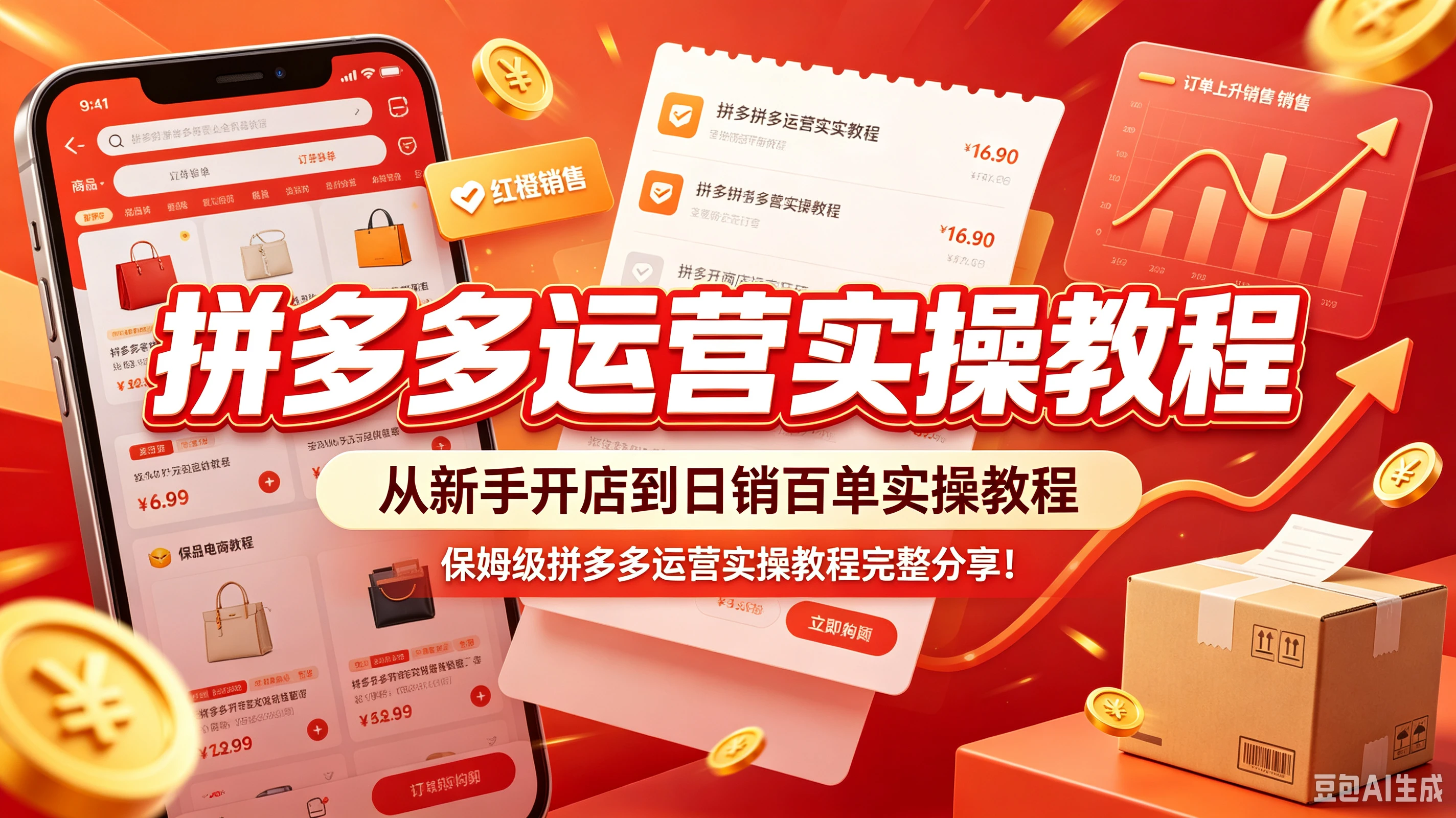 【精】拼多多运营实操教程，从新手开店到日销百单实操教程，保姆级拼多多运营实操教程完整分享！-程拾网络