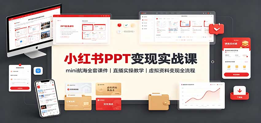 小红书PPT变现实战课：mini航海全套课件+直播实操教学，虚拟资料变现全流程-程拾网络