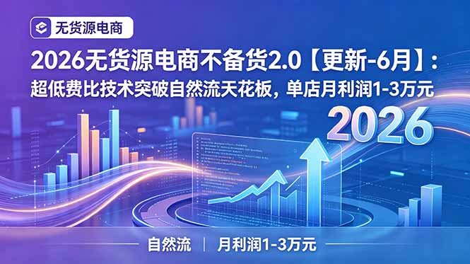 【精】2026无货源电商不备货2.0【更新-7月】：超低费比技术突破自然流天花板，单店月利润1-3万元-程拾网络