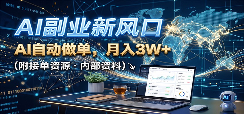 AI副业新风口,AI自动做单,月入3W+,附接单资源-程拾网络