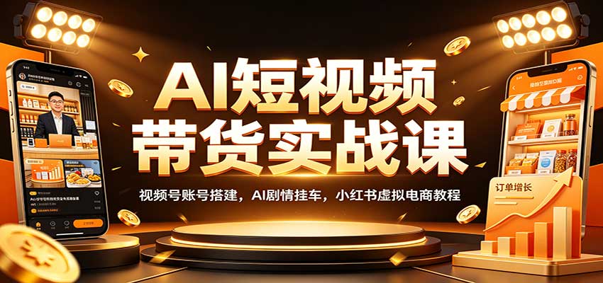 AI短视频带货实战课：视频号账号搭建，AI剧情挂车，小红书虚拟电商教程-程拾网络