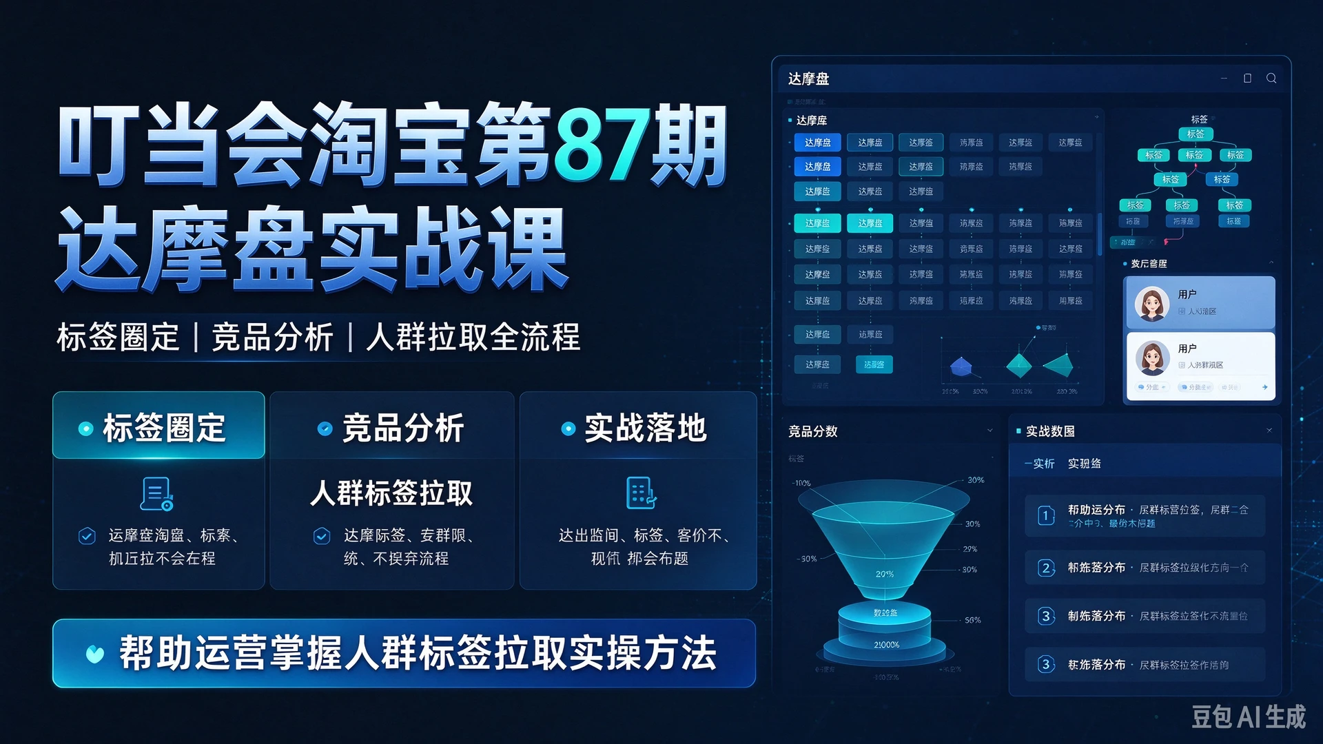 【精】叮当会淘宝第87期达摩盘侧重实战落地,讲解标签圈定与竞品分析,帮助运营掌握人群标签拉取实操方法-程拾网络