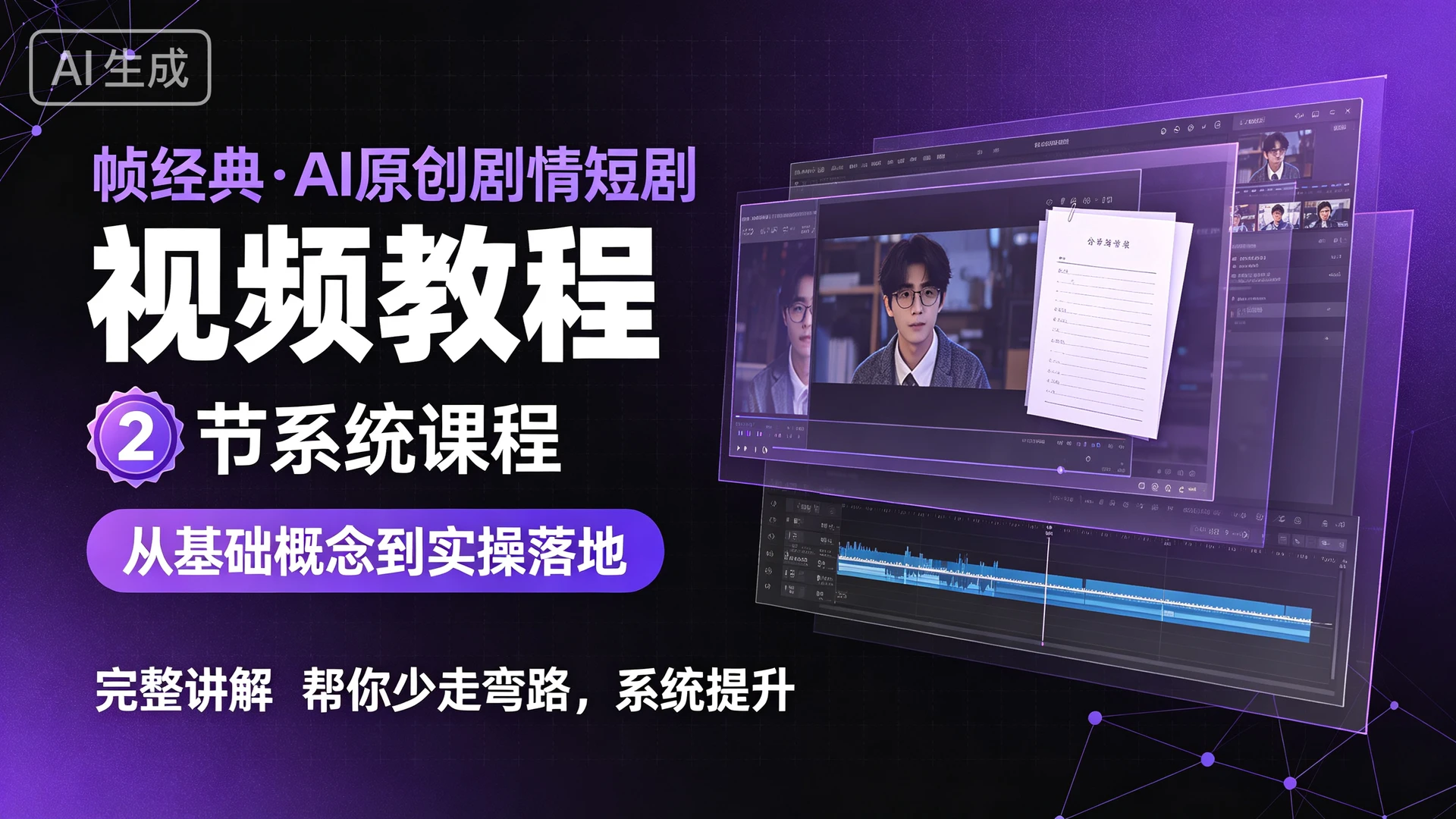 帧经典·AI原创剧情短剧视频教程,2 节系统课程,从基础概念到实操落地完整讲解,帮你少走弯路系统提升-程拾网络