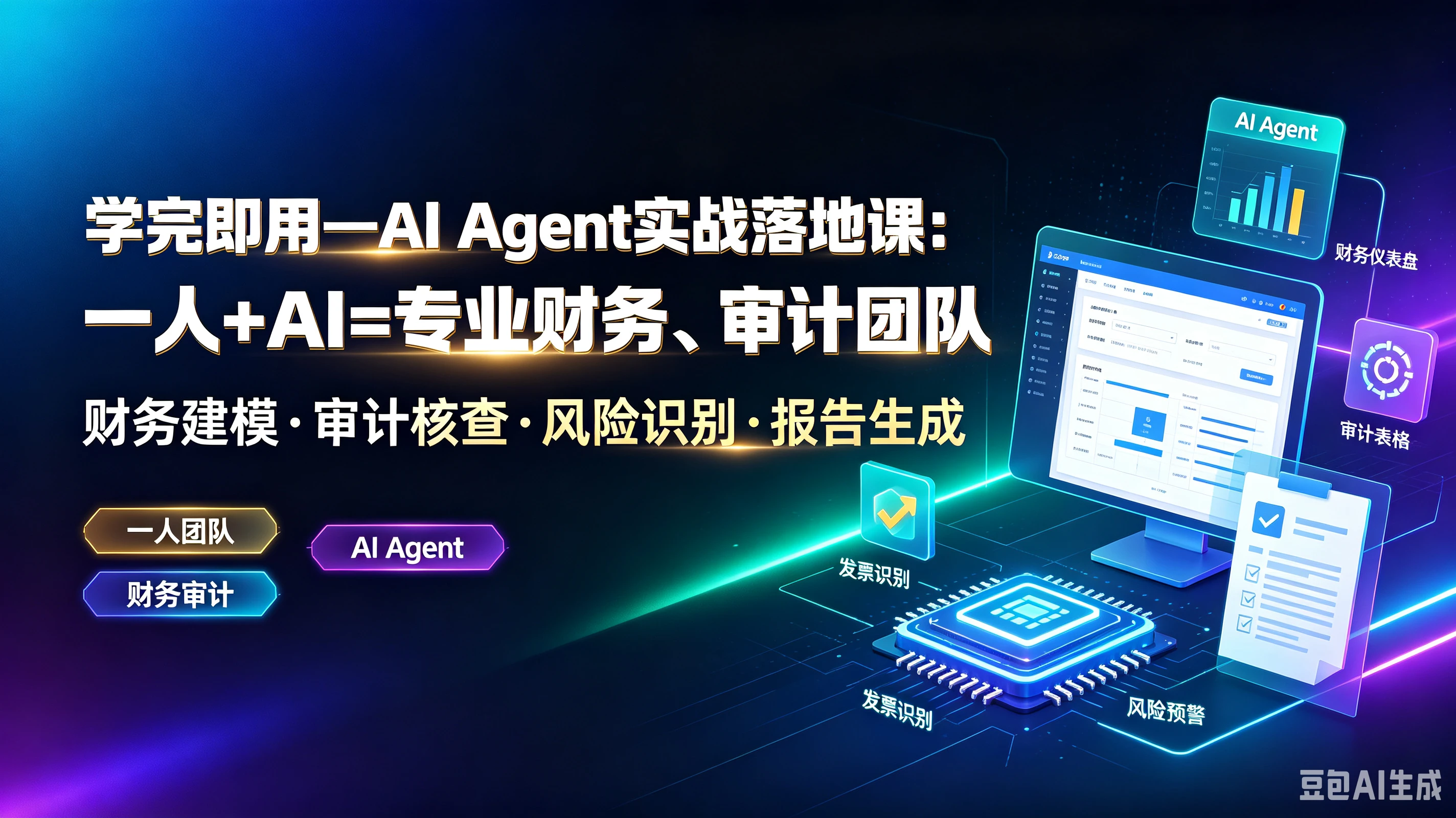 【精】学完即用一AlAgent实战落地课:一人+AI=专业财务、审计团队,财务建模·审计核查·风险识别·报告生成,一人团队、Al Agent、财务审计-程拾网络