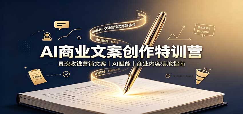 AI商业文案创作特训营：灵魂收钱营销文案，AI赋能，商业内容落地指南-程拾网络