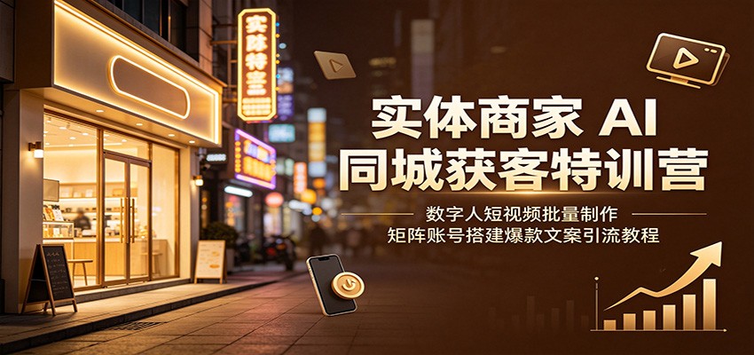 实体商家AI同城获客特训营：数字人短视频批量制作，矩阵账号搭建爆款文案引流教程-程拾网络