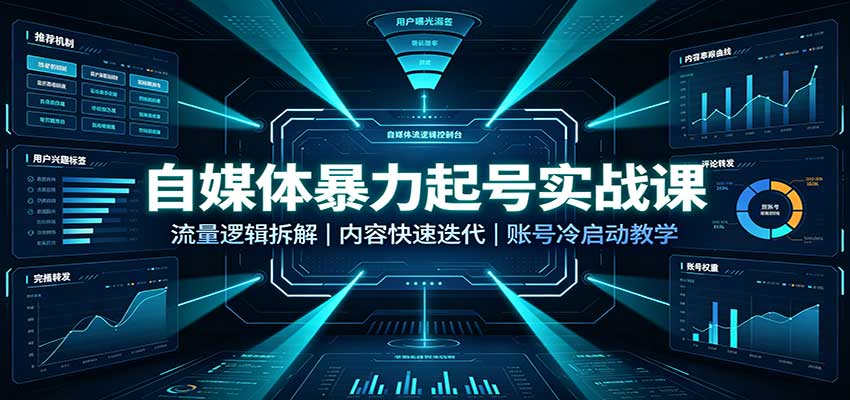 自媒体暴力起号实战课：流量逻辑拆解，内容快速迭代，账号冷启动教学-程拾网络