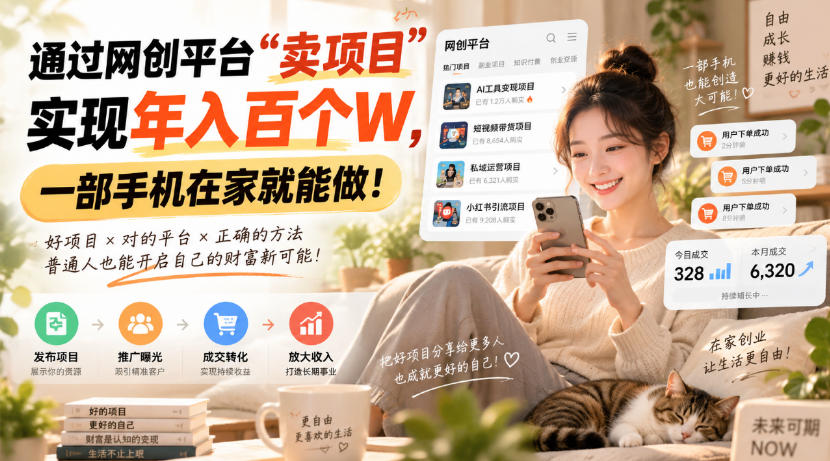 靠卖网创项目变现,一年拿下百万收益!一台手机就能操作!-程拾网络