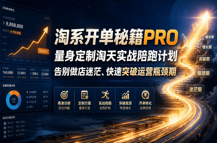 【精】淘系开单秘籍PRO，量身定制淘天实战陪跑计划，告别做店迷茫、快速突破运营瓶颈期（更新260906）-程拾网络