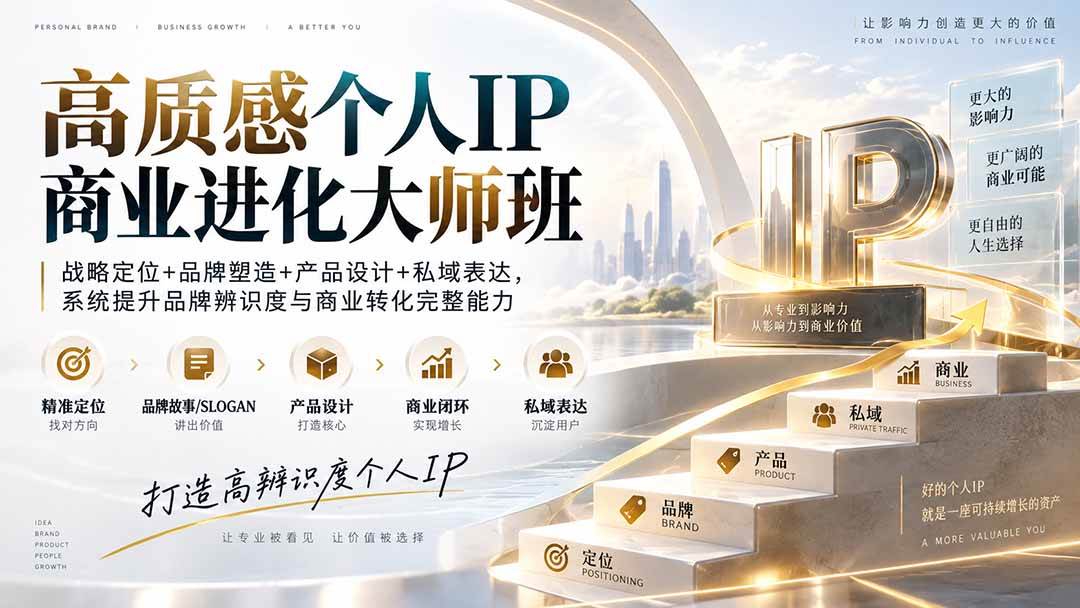 （20324期）高质感个人IP商业进化大师班：战略定位+品牌塑造+产品设计+私域表达，系统提升品牌辨识度与商业转化完整能力-程拾网络