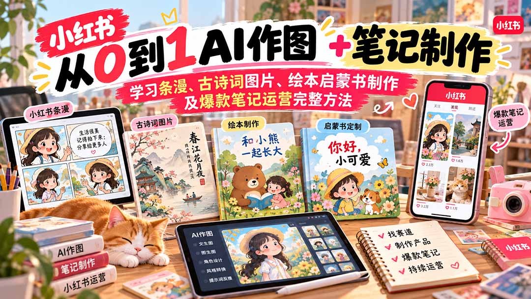 2026小红书AI内容创作从0到1:学习条漫、古诗词图片、绘本启蒙书制作及爆款笔记运营完整方法-程拾网络