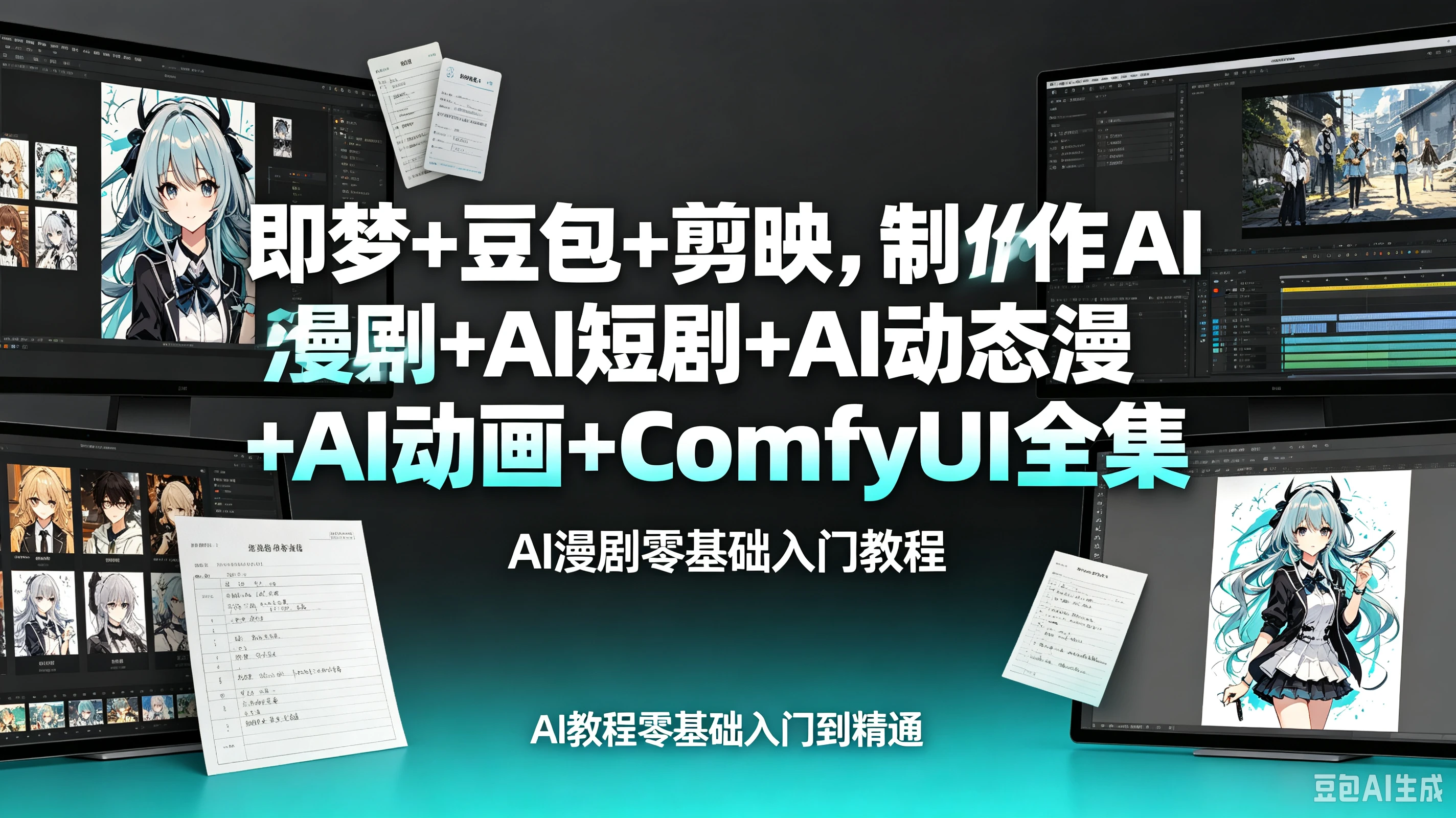 【精】即梦+豆包+剪映，制作AI漫剧+AI短剧+AI动态漫+AI动画+ComfyUI全集AI漫剧零基础入门教程，AI教程零基础入门到精通-程拾网络