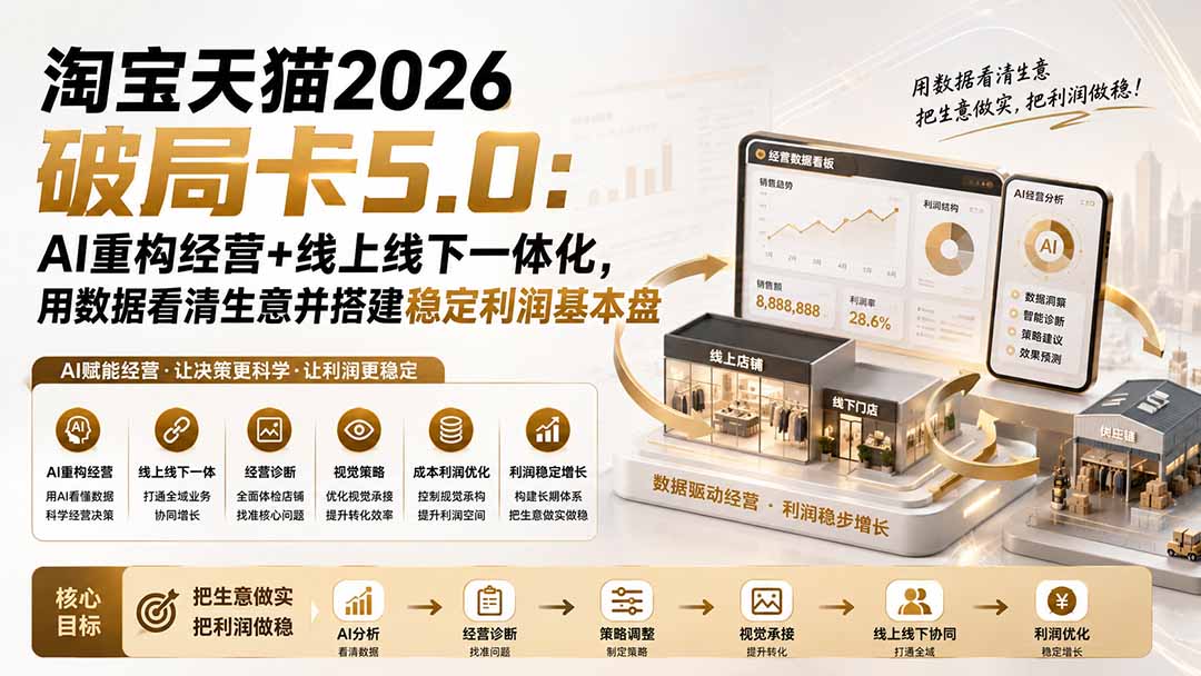 淘宝天猫2026破局卡5.0：AI重构经营+线上线下一体化，用数据看清生意并搭建稳定利润基本盘-程拾网络
