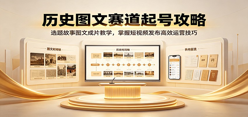 历史图文赛道起号攻略：选题故事图文成片教学，掌握短视频发布高效运营技巧-程拾网络