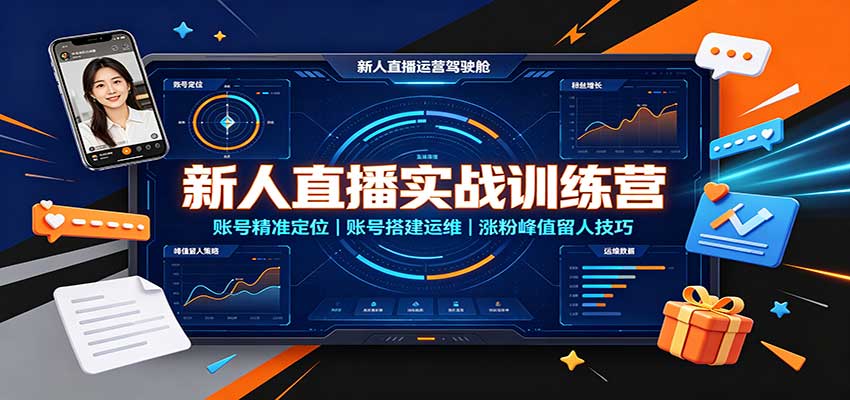 新人直播实战训练营：账号精准定位，账号搭建运维，涨粉峰值留人技巧-程拾网络