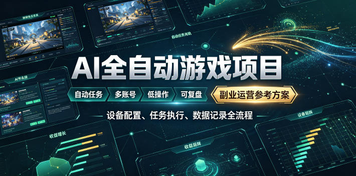 AI全自动游戏躺賺副业：日入几百，稳定运行三年的项目！【揭秘】-程拾网络
