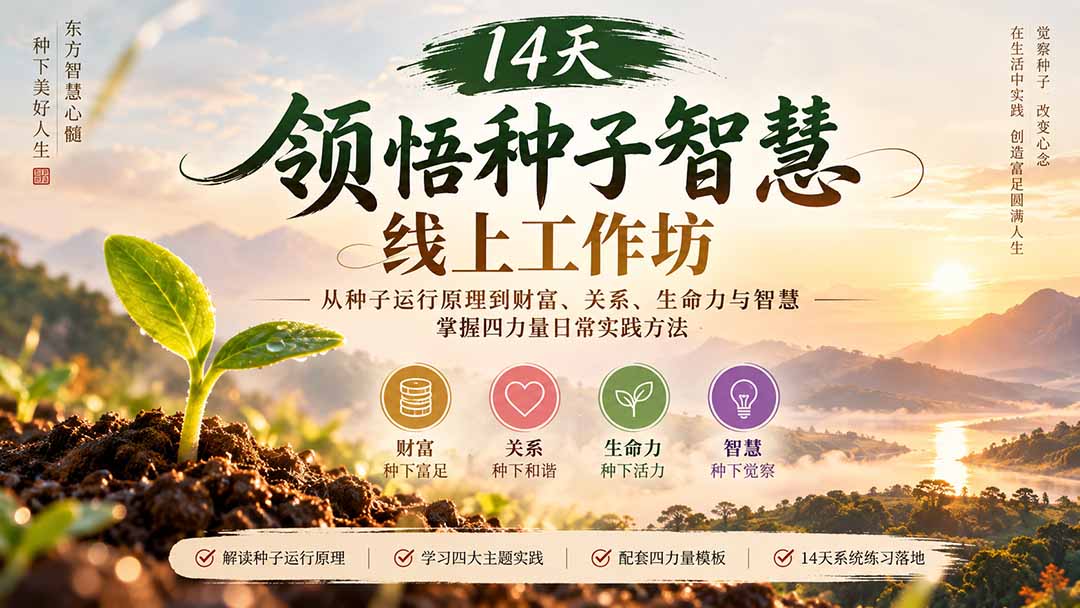 14天领悟种子智慧线上工作坊｜从种子运行原理到财富、关系、生命力与智慧，掌握四力量日常实践方法-程拾网络