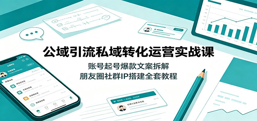 公域引流私域转化运营实战课：账号起号爆款文案拆解，朋友圈社群IP搭建全套教程-程拾网络