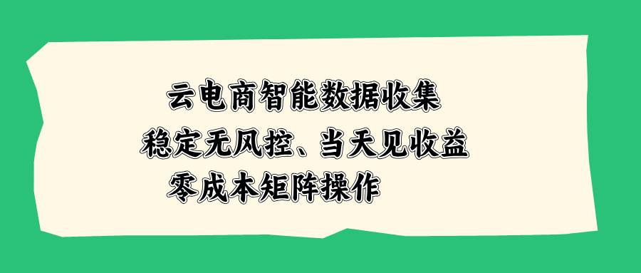 （20197期）云电商智能数据收集，稳定无风控，当天见收益，零成本矩阵操作-程拾网络