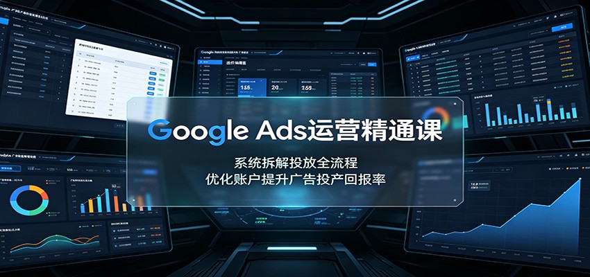 Google Ads运营精通课：系统拆解投放全流程，优化账户提升广告投产回报率-程拾网络