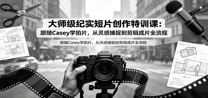 【精】大师级纪实短片创作特训课：跟随Casey学拍片，从灵感捕捉到剪辑成片全流程-程拾网络