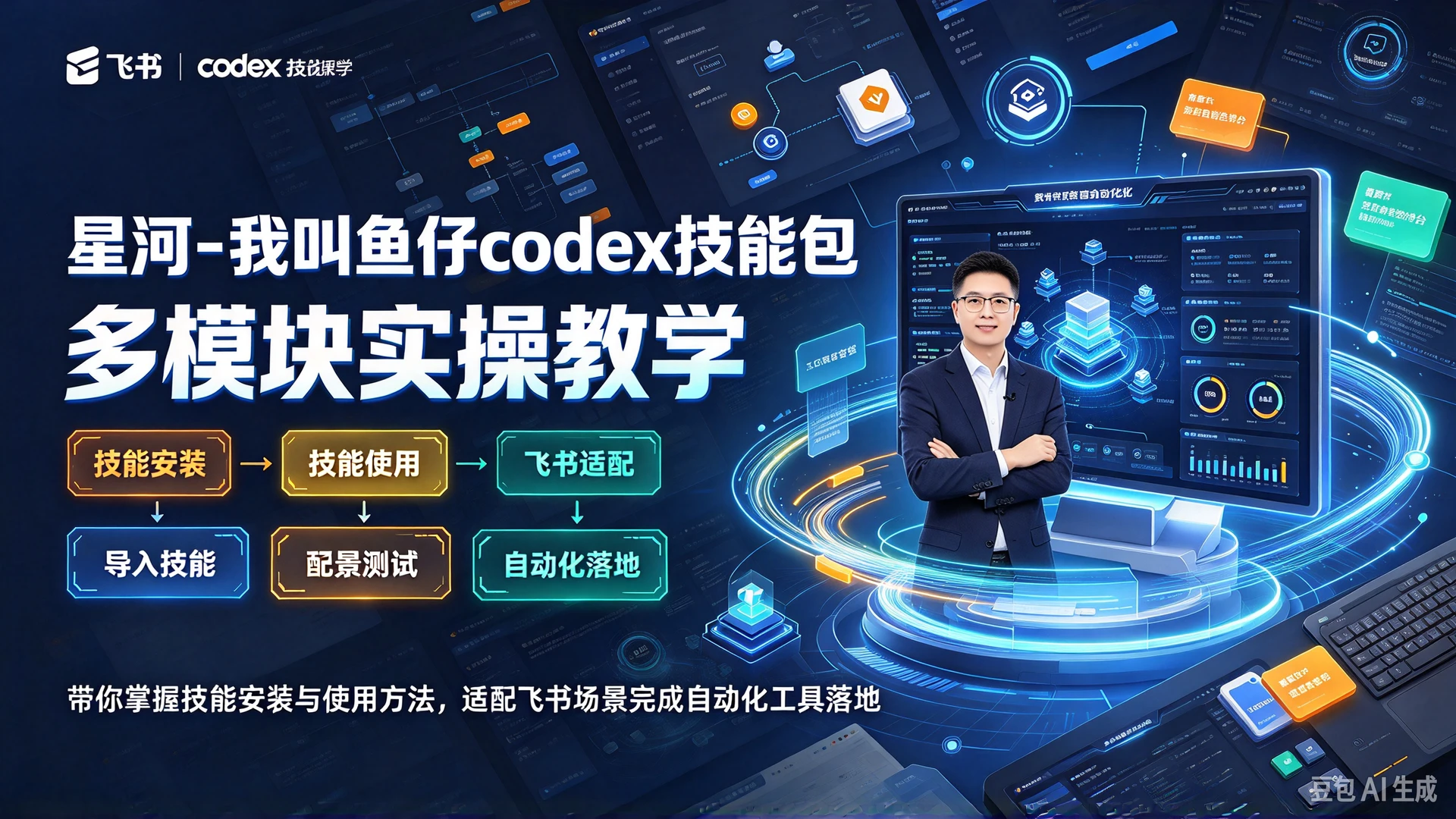 星河 - 我叫鱼仔codex技能包，多模块实操教学，带你掌握技能安装与使用方法，适配飞书场景完成自动化工具落地-程拾网络