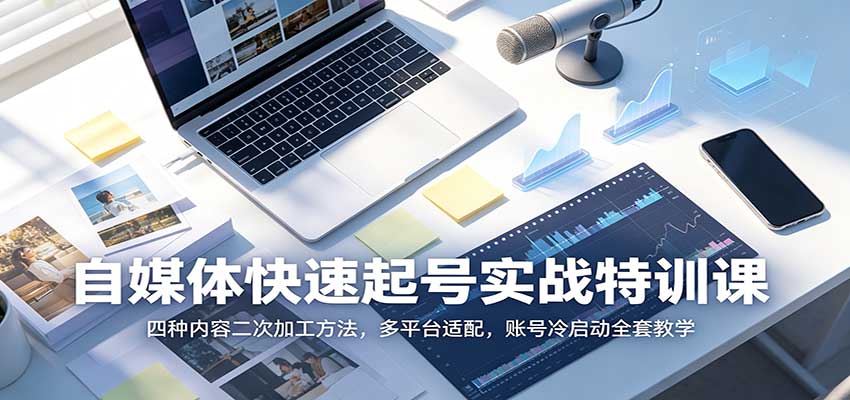 自媒体快速起号实战特训课：四种内容二次加工方法，多平台适配，账号冷启动全套教学-程拾网络