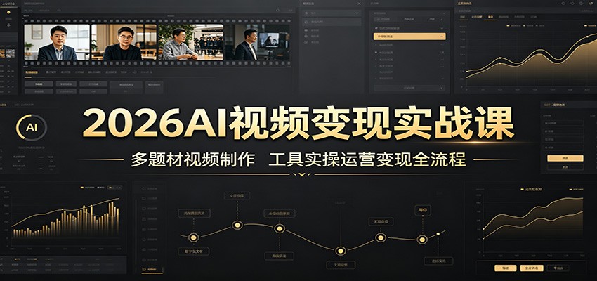 【精】2026AI视频变现实战课：多题材视频制作，工具实操运营变现全流程-程拾网络